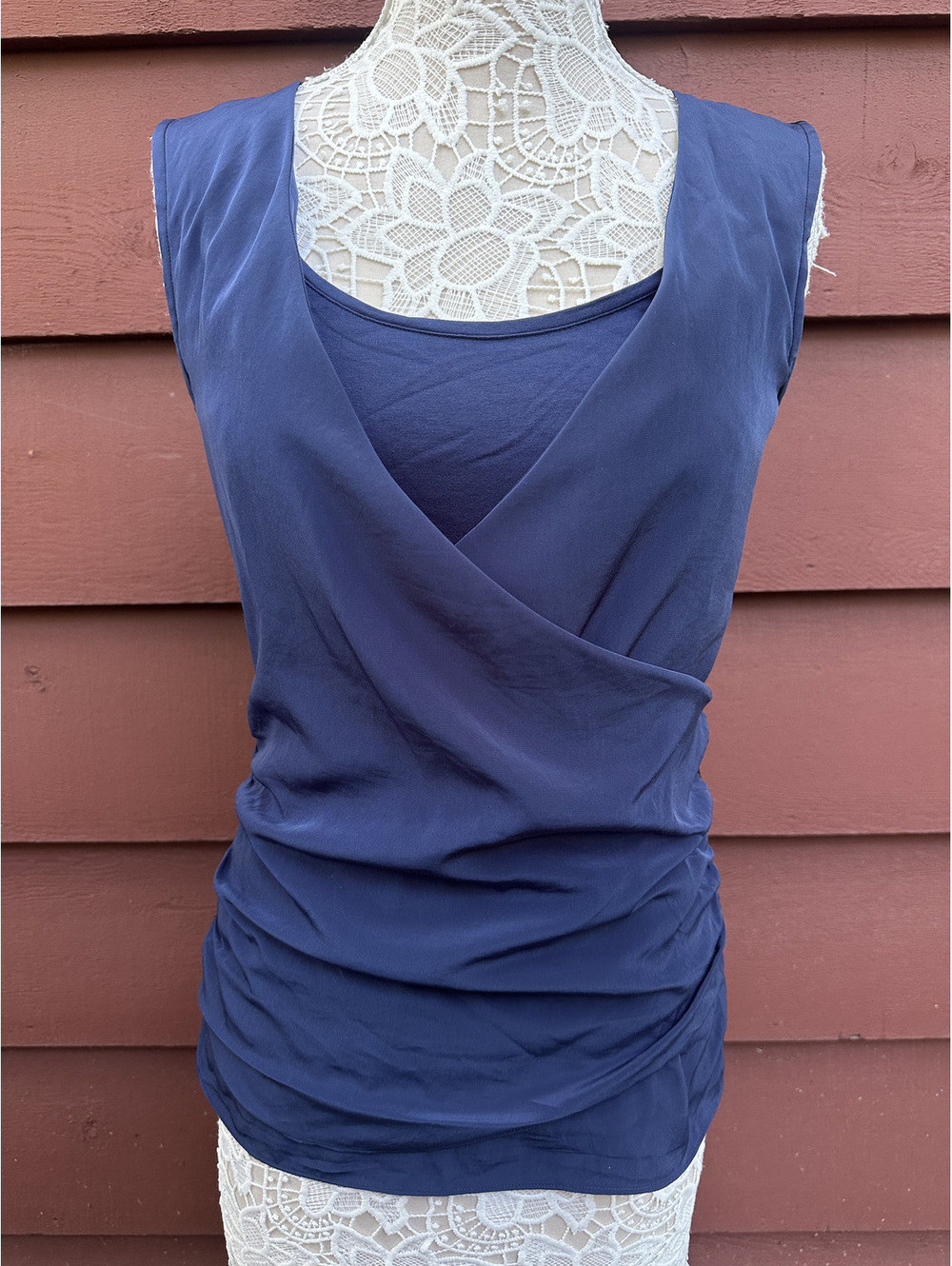 Ann Taylor Navy Blue Layered Sleeveless Top